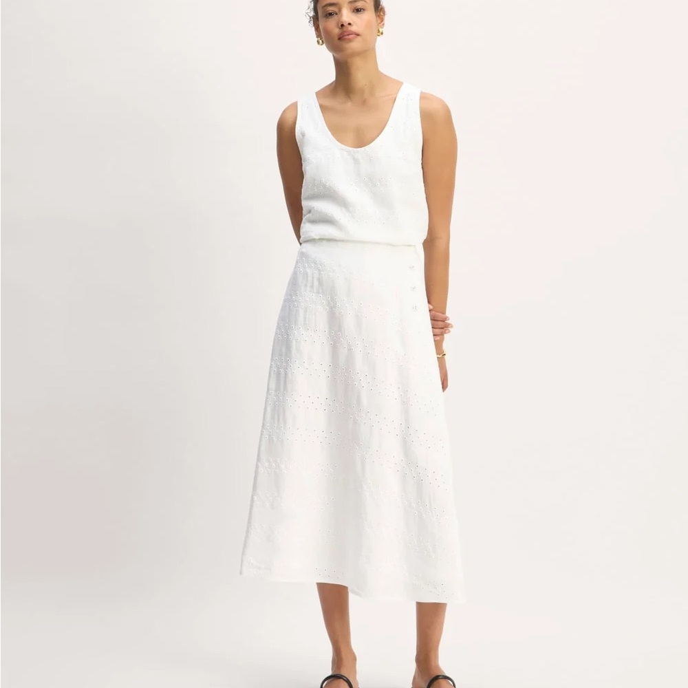Everlane Elegant White Eyelet Maxi Skirt